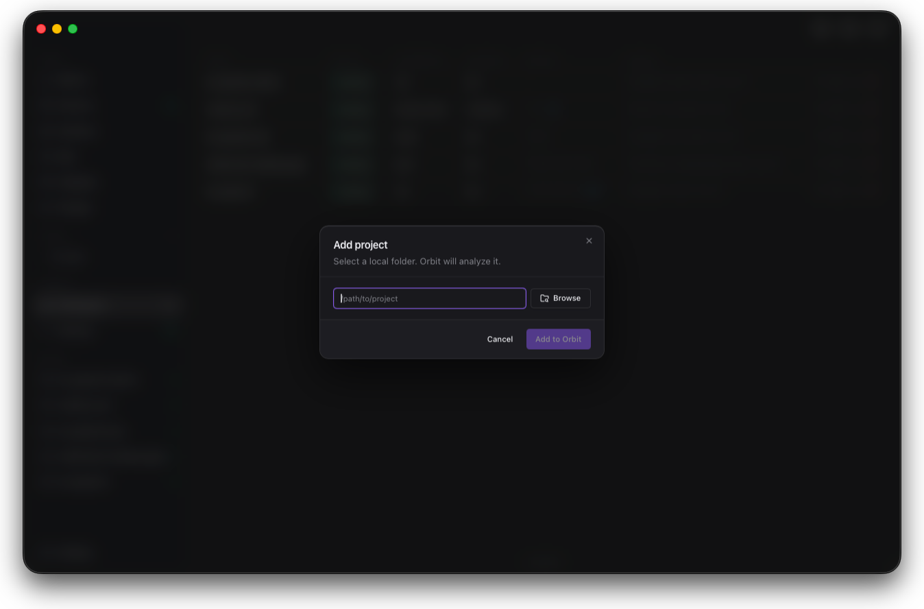 Orbit Add Project dialog