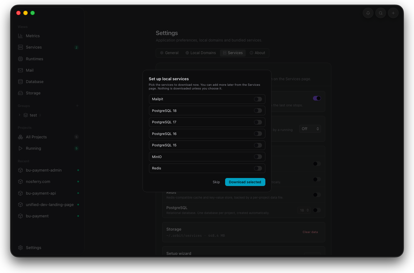 Orbit services onboarding dialog